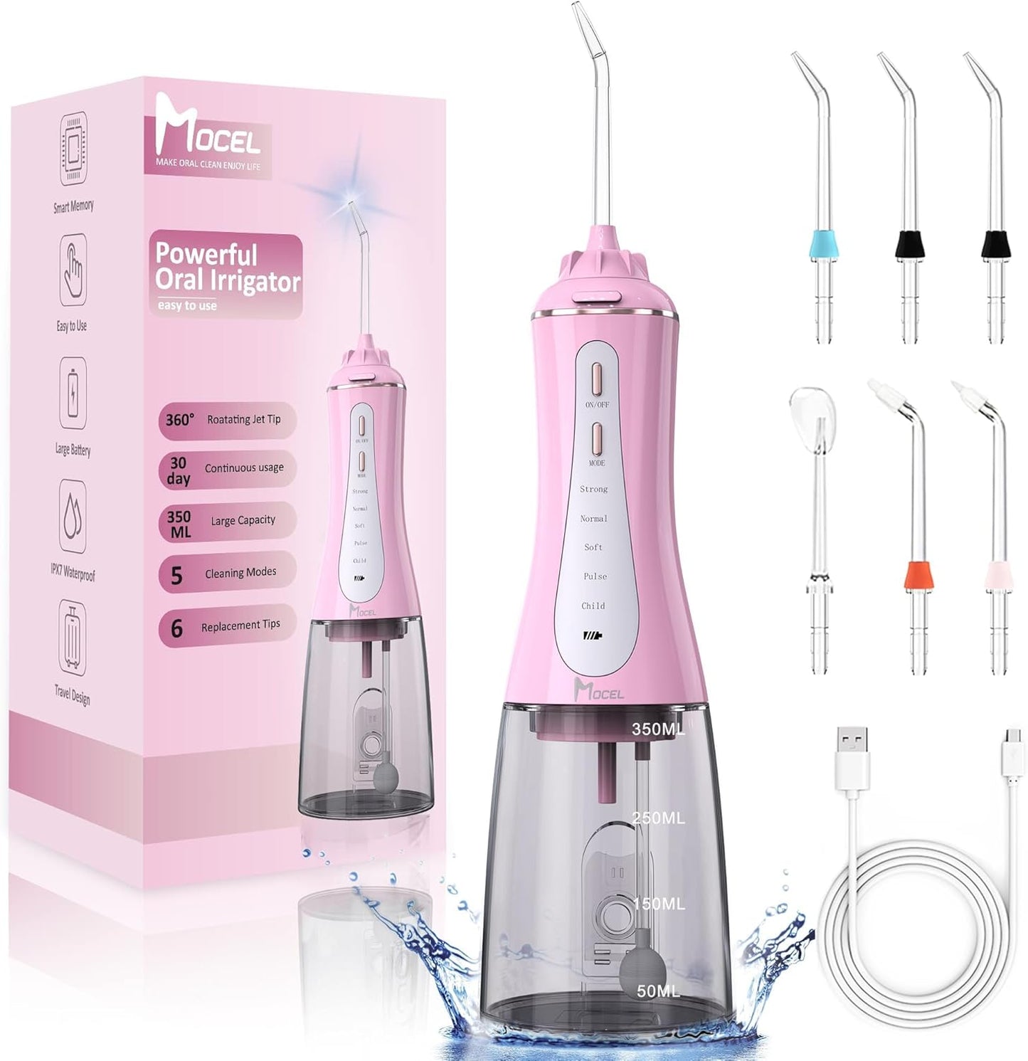 Mocel Water Dental Flosser Cordless Teeth Cleaning 5