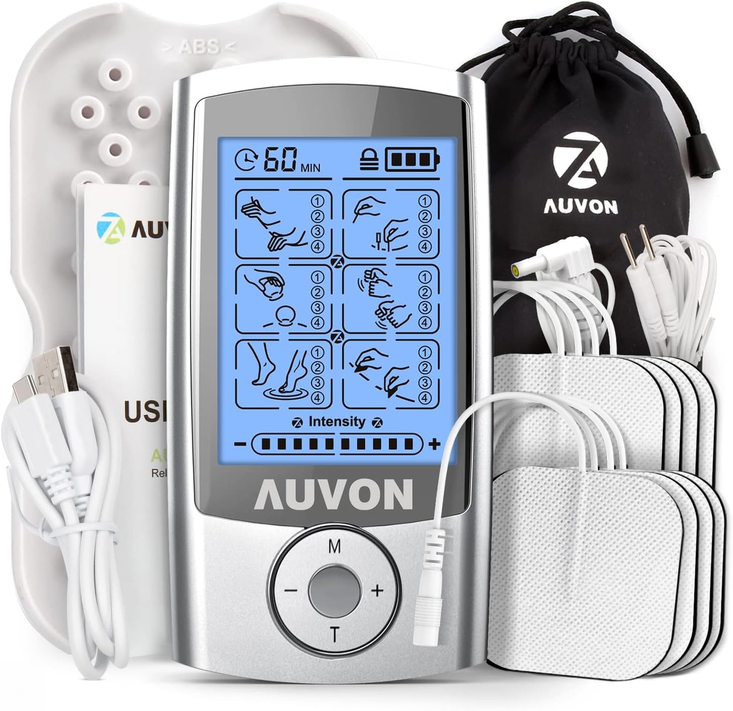 AUVON Rechargeable TENS Unit Muscle Stimulator