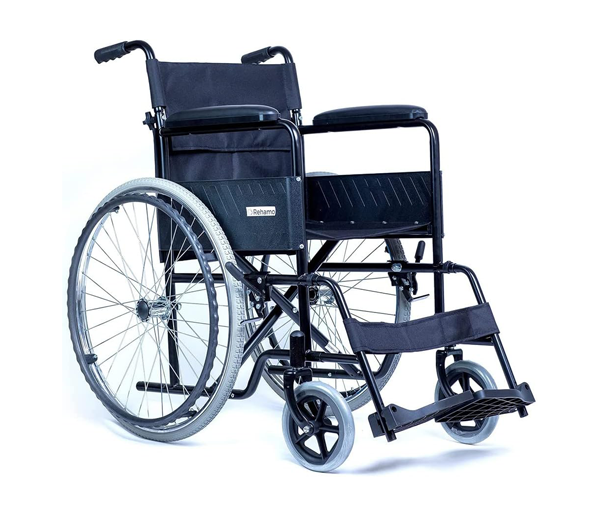 Rehamo Econo Folding Wheelchair 18 Inch Seat for Adults & Elderly,