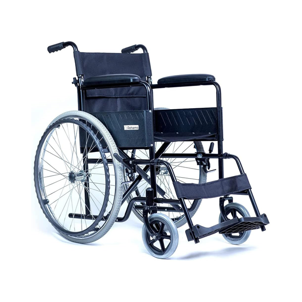 Rehamo Econo Folding Wheelchair 18 Inch Seat for Adults & Elderly,